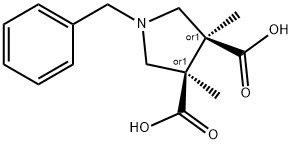 (3R,4S)-1-benzyl-3,4-dimethylpyrrolidine-3,4-dicarboxylic acid 结构式