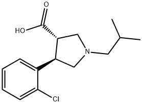 (3S,4R)-4-(2-氯苯基)-1-异丁基吡咯烷-3-羧酸 结构式