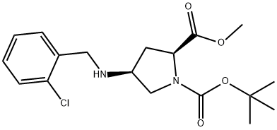 1-叔丁基2-甲基(2S,4S)-4-[(2-氯苄基)氨基]吡咯烷-1,2-二羧酸酯 结构式
