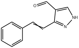 (E)-5-苯乙烯基-1H-吡唑-4-甲醛 结构式