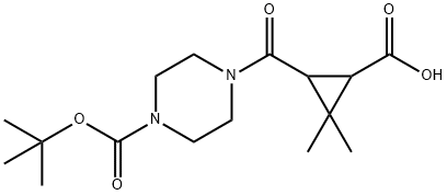 3-(4-(叔丁氧基羰基)哌嗪-1-羰基)-2,2-二甲基环丙烷-1-羧酸 结构式