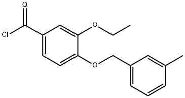 3-乙氧基-4-[(3-甲苄基)氧基]苯甲酰氯 结构式