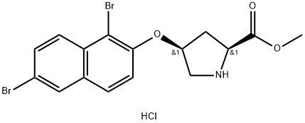 Methyl (2S,4S)-4-[(1,6-dibromo-2-naphthyl)oxy]-2-pyrrolidinecarboxylate hydrochloride 结构式