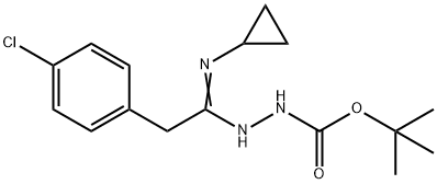 N'-[2-(4-Chlorophenyl)-1-cyclopropylaminoethyliden e]hydrazinecarboxylic acid tert-butyl ester 结构式