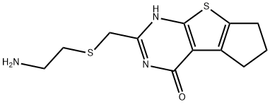 2-{[(2-氨基乙基)硫代]甲基}-3,5,6,7-四氢-4H-环戊烷并[4,5]噻吩并[2,3-D]嘧啶-4-酮 结构式