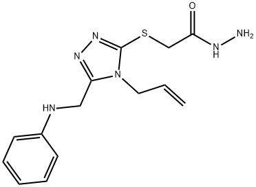 2-{[4-烯丙基-5-(苯胺基甲基)-4H-1,2,4-三唑-3-基]硫代}乙酰肼 结构式
