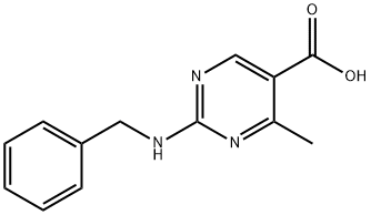 4-甲基-2-(苯基甲基氨基)-5-嘧啶羧酸 结构式