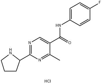 4-Methyl-2-pyrrolidin-2-yl-pyrimidine-5-carboxylic acid (4-fluoro-phenyl)-amide hydrochloride 结构式