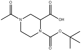 4-乙酰-哌嗪-1,2-二羧酸-1-叔丁酯 结构式