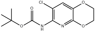 叔丁基(7-氯-2,3-二氢-[1,4]二氧杂环己二烯并[2,3-B]吡啶-6-基)氨基甲酸叔丁酯 结构式