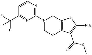 Methyl 2-amino-6-[4-(trifluoromethyl)pyrimidin-2-yl]-4,5,6,7-tetrahydrothieno[2,3-c]pyridine-3-ca 结构式