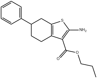 2-氨基-6-苯基-4,5,6,7-四氢-1-苯并噻吩-3-甲酸丙酯 结构式