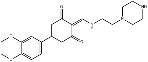 5-(3,4-dimethoxyphenyl)-2-[(2-piperazin-1-ylethylamino)methylidene]cyclohexane-1,3-dione 结构式