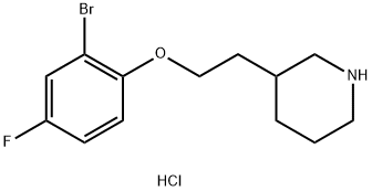 3-[2-(2-Bromo-4-fluorophenoxy)ethyl]piperidinehydrochloride 结构式
