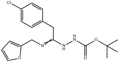 N'-[2-(4-Chlorophenyl)-1-[(furan-2-ylmethyl)amino] ethylidene]hydrazinecarboxylic acid tert-butyl es 结构式