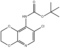 叔丁基(7-氯-2,3-二氢 - [1,4]二氧杂环己二烯并[2,3-B]吡啶-8-基)氨基甲酸叔丁酯 结构式