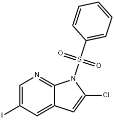 2-氯-5-碘-1-(苯基磺酰基)-1H-吡咯并[2,3-B]吡啶 结构式