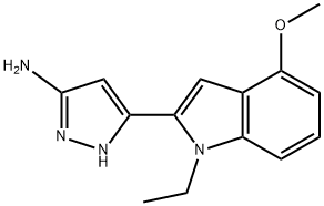 3-(1-乙基-4-甲氧基-1H-吲哚-2-基)-1H-吡唑-5-胺 结构式