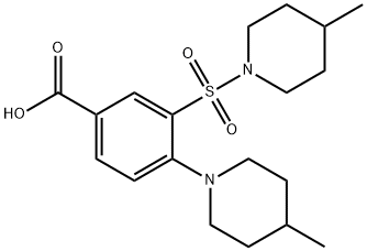 4-(4-甲基哌啶-1-基)-3-[(4-甲基哌啶-1-基)磺酰基]苯甲酸 结构式