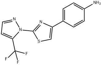 4-(2-(5-(三氟甲基)-1H-吡唑-1-基)噻唑-4-基)苯胺 结构式