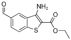 3-Amino-2-(ethoxycarbonyl)-5-formylbenzo[b]thiophene, Ethyl 3-amino-5-formyl-1-benzothiophene-2-carboxylate 结构式