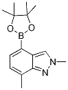2,7-Dimethyl-4-(4,4,5,5-tetramethyl-1,3,2-dioxaborolan-2-yl)-2H-indazole 结构式