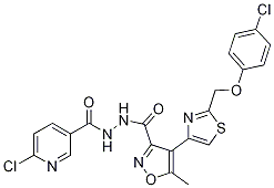 N'3-[(6-chloro-3-pyridyl)carbonyl]-4-{2-[(4-chlorophenoxy)methyl]-1,3-thiazol-4-yl}-5-methylisoxazole-3-carbohydrazide 结构式