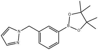 1-[3-(4,4,5,5-Tetramethyl-1,3,2-dioxaborolan-2-yl)benzyl]-1H-pyrazole, 2-{3-[(1H-Pyrazol-1-yl)methyl]phenyl}-4,4,5,5-tetramethyl-1,3,2-dioxaborolane 结构式