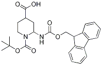 1-(tert-Butoxycarbonyl)-2-{[(9H-fluoren-9-yl)methoxycarbonyl]amino}piperidine-4-carboxylic acid 结构式