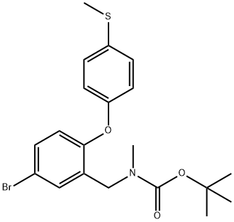 4-{4-BROMO-2-[(METHYLAMINO)METHYL]PHENOXY}THIOANISOLE, N-BOC PROTECTED 结构式