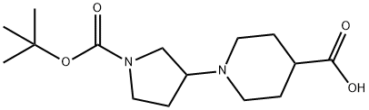 1-[1-(tert-Butoxycarbonyl)pyrrolidin-3-yl]piperidine-4-carboxylic acid 结构式