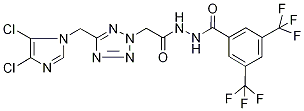 N'1-(2-{5-[(4,5-dichloro-1H-imidazol-1-yl)methyl]-2H-1,2,3,4-tetraazol-2-yl}acetyl)-3,5-di(trifluoromethyl)benzene-1-carbohydrazide 结构式