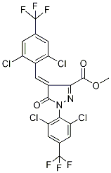 methyl 1-[2,6-dichloro-4-(trifluoromethyl)phenyl]-4-{[2,6-dichloro-4-(trifluoromethyl)phenyl]methylene}-5-oxo-4,5-dihydro-1H-pyrazole-3-carboxylate 结构式