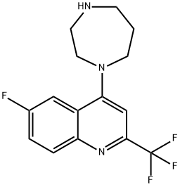 1-[6-Fluoro-2-(trifluoromethyl)quinolin-4-yl]homopiperazine 97% 结构式