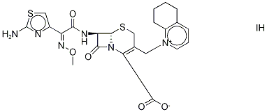 [6R-[6α,7β(Z)]]-1-[[7-[[(2-aMino-4-thiazolyl)(MethoxyiMino)acetyl]aMino]-2-carboxy-8-oxo-5-thia-1-azabicyclo[4.2.0]oct-2-en-3-yl]Methyl]-5,6,7,8-tetrahydro-quinoliniuM-d7 Hydroiodide 结构式