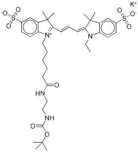 Cyanine 3 Monofunctional Hexanoic Acid Dye n-tert-Butyloxycarbonyl-ethylenediamine Amide Potassium Salt 结构式