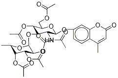 4-Methylumbelliferyl 2-Acetamido-2-deoxy-3-O-(α-L-fucopyranosyl)-β-D-glucopyranoside Pentaacetate 结构式