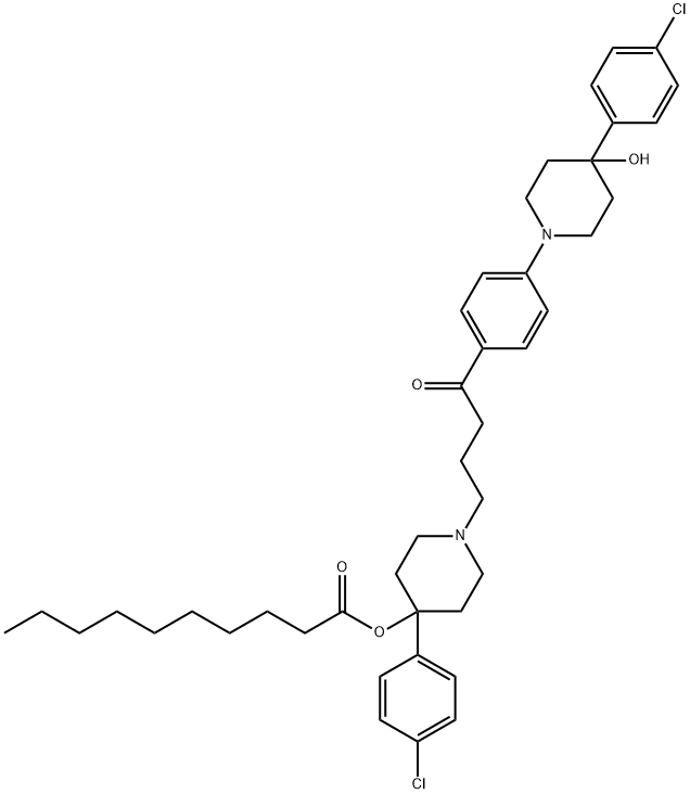 4-[4-(4-Chlorophenyl)-4-hydroxypiperidine]-4-defluorohaloperidol Decanoate  结构式