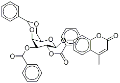 4-甲基香豆素基-2,3-二-氧-苯甲酰基-4,6-氧-苄叉基-Β-D-吡喃半乳糖苷 结构式