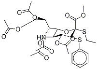 5-(Acetylamino)-5-deoxy-3-S-phenyl-2-S-ethyl-2,3-dithio-D-erythro-α-L-gluco-2-nonulopyranosonic Acid Methyl Ester 2,4,7,8,9-Pentaacetate 结构式