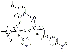 4-Nitrophenyl 2-Acetamido-4,6-O-methoxybenzylidene-3-O-(3,4,6-tri-O-acetyl-2-deoxy-2-phthalimido-β-D-glucopyranosyl)-α-D-galactopyranoside 结构式