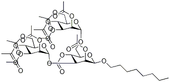 n-Octyl-2,4-O-diacetyl 3,6-Di-O-(2,3,4,6-O-tetraacetyl-α-D-mannopyranosyl)-β-D-mannopyranoside 结构式