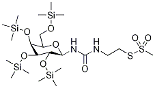 2,3,4,6-Tetra-O-trimethylsilyl-N-(β-D-galactopyranosyl)-N’-[(2-methanethiosulfonyl)ethyl]urea 结构式