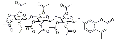 7-[(O-β-D-glucopyranosyl-triacetate-(14)-O-β-D-glucopyranosyl-triacetate-(14)-β-D-glucopyranosyl-tetraacetate)oxy]-4-Methyl-2H-1-benzopyran-2-one 结构式