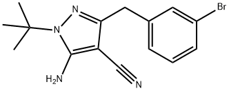 5-Amino-1-tert-butyl-3-(3-bromobenzyl)-1H-pyrazole-4-carbonitrile 结构式