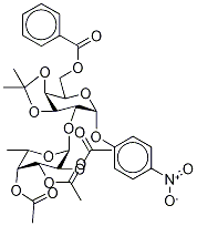 4-硝基苯基-2-O-(2,3,4-三-乙酰基-Α-L-吡喃岩藻糖苷)-6-O-苯甲酰基-3,4-O-异丙叉-Α-D-吡喃半乳糖苷 结构式