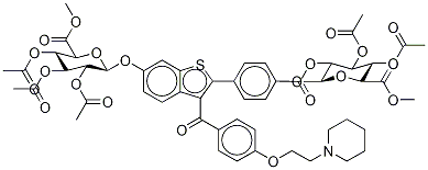 Raloxifene 6,4’-Bis(2,3,4,6-tetra-O-acetyl-β-D-glucuronide Methyl Ester) 结构式