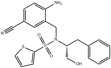 (R)-N-[(5-Cyano-2-aminophenyl)methyl]-N-[1-(hydroxymethyl)-2-phenylethyl]thiophene-2-sulfonamide 结构式