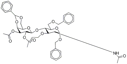 Benzyl 2-(AcetaMido)-2-deoxy-6-O-benzyl-3-O-2-propen-1-yl-4-O-[2,3-di-O-acetyl-4,6-O-benzyldiene-β-D-galactopyranosyl]-α-D-glucopyranoside 结构式