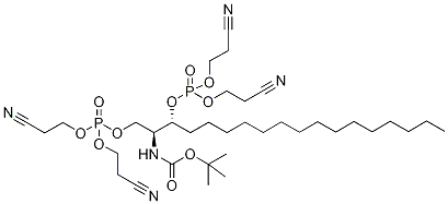 N-tert-Butyloxycarbonyl-D-erythro-dihydro-D-sphingosine-1,3-di-O-(phosphate Dicyanoethyl Ester) 结构式